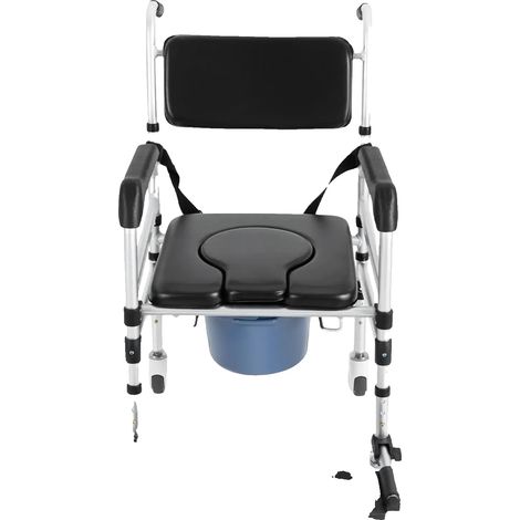 Silla de ducha portátil, altura ajustable, color negro. (1/2)