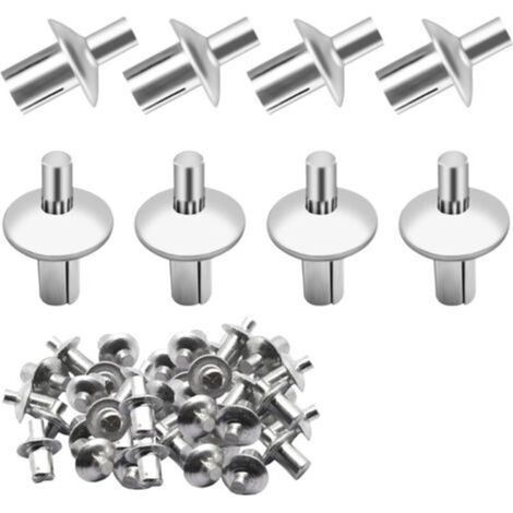 150 pièces Rivets d'entraînement: Rivets à Rntraînement par Marteau, Rivets à Noyau en Aluminium à tête Ronde, Rivets aveugles à Expansion pour fixer des pièces automobiles, du métal, du bois et (1/5)