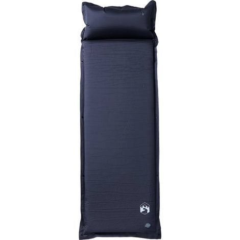 Matelas de camping autogonflant avec oreiller 1 personne gris
