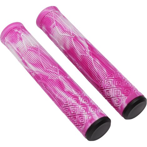 Poignée de vélo VTT 22,2mm TPE caoutchouc antidérapant avec embouts verrouillables Rose Violet Blanc (1/5)