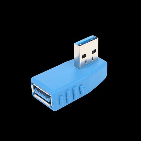 Blue 90-degree angled male-to-female USB 3.0 adapter for high-speed data transmission male-to-female USB extension connector (1/3)