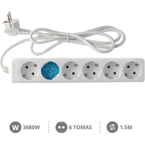 Base múltiple 6 enchufes 1.5m de cable blanca GSC 0000014 (1/2)