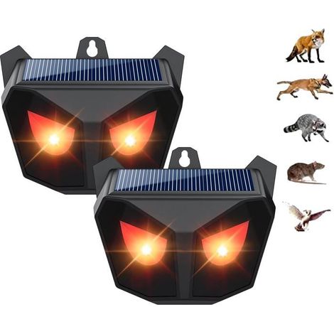 Répulsif Ultrasons pour Animaux, Lampe LED Rouge Solaire Répulsif Chat Ultrason, Protection Contre Les Animaux Sauvages comme-2 Pcs (1/5)
