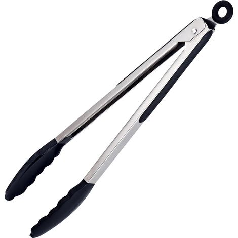 Pince de cuisine en silicone 35 cm - Poignée résistante à la chaleur - Pince verrouillable - Idéale pour cuisiner et griller (1/5)