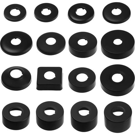 Lot de 4 rosace robinet noir de Ø 21 mm (1/2") - cache tuyau en acier inoxydable,rosace mitigeur douche,rosace radiateur - rosace pour robinets de douche,robinets,radiateurs(noir, 68 x 8) (1/5)