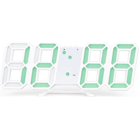 Horloge murale numérique LED 3D avec affichage de la température et du calendrier, réveil électronique, décoration de chambre, lumière verte (1/4)