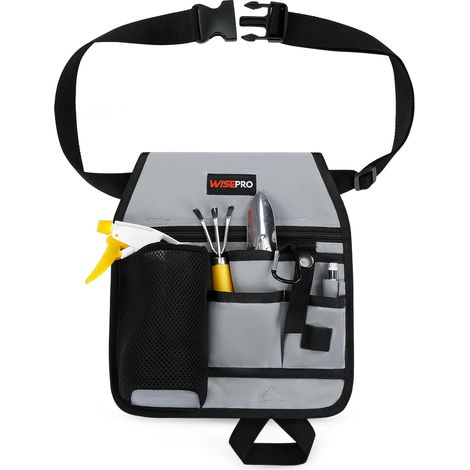 Sac banane à outils de jardin avec ceinture réglable - Avec anneau de suspension pour marteau et sac à outils avec compartiments - Pour jardiniers, menuisiers et fleuristes - Taille unique (1/5)