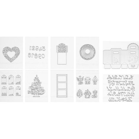 Dies de Découpe Métal 10 Pièces Matrices en Acier au Carbone Lettres Chiffres Arbre Scrapbooking Modèle 54 (1/5)