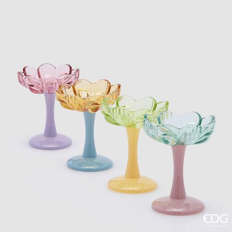 EDG Enzo De Gasperi Portacandela a Forma di Fiore Ass. H 13,5 Cm D 11 Cm Multicolor 1 Pz