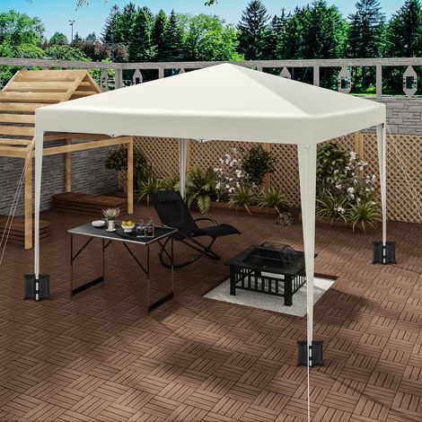 WOLTU Pavillon mit 4 Sandsäcke, 3x3m Faltpavillon Gartenpavillon höhenverstellbar, mit Tragetasche, wasserfest stabil UV-Schutz, Pop Up Partyzelt Outdoor, Beige (1/5)