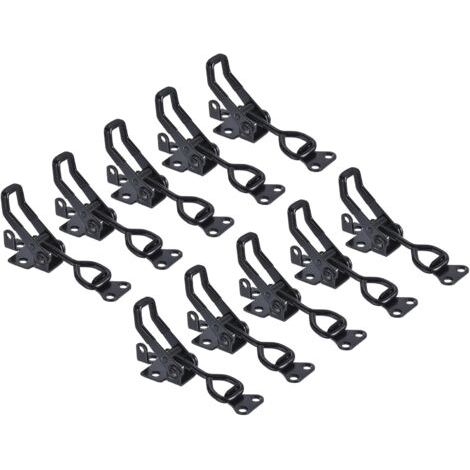 Lot de 10 pinces à bascule réglables, pinces à fermeture éclair en métal, modèle 4002, pinces à bascule à dégagement rapide pour portes d'armoires, noires, vis non incluses (1/5)