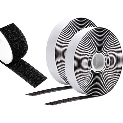 Ruban Velcro Adhésif Double Face - 1 Rouleau de 5M x 20MM - Nylon Noir Résistant - Fixation Réutilisable Sans Traces - Idéal Maison Bricolage Couture Extérieur (1/5)