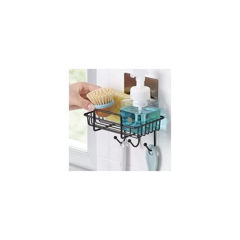 Küchenschwammhalter, 2-in-1 Küchenspüle-Organizer, Schwammhalter, Aufbewahrungskorb für Schwammwaschmittel, für Küche, Badezimmer (mit 3 Haken)