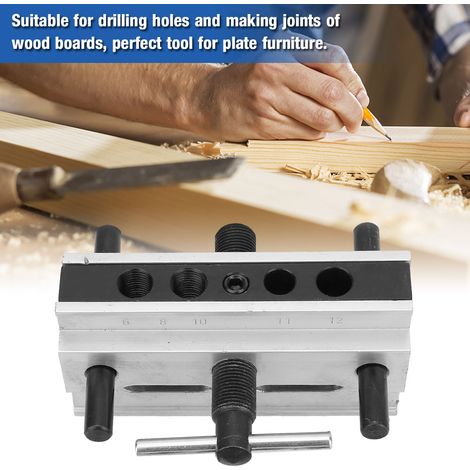 Kit 1 set gabarit chevilles auto-centrant alliage aluminium outil menuiserie meuble foret métal trou cheville localisateur bricolage bois 10-55mm (1/5)
