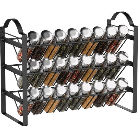 Shelf to spices of kitchen to 3 levels, organizer space-saving with shelves metal inclined, black (1/5)