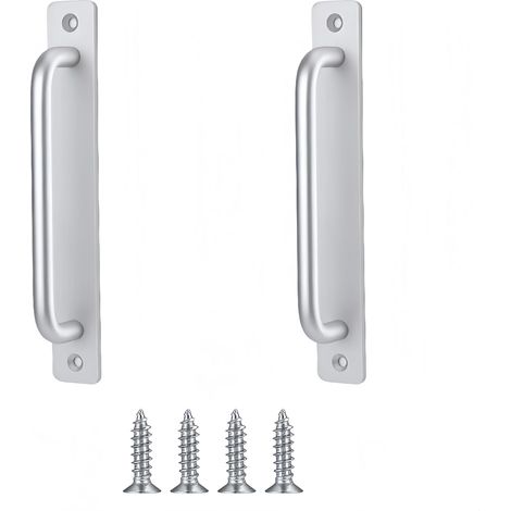 Set mit 2 Scheunentürgriffen, robuste Schiebetürgriffe, silberne Schiebetürgriffe für Küche, Möbel, Schränke, Türen