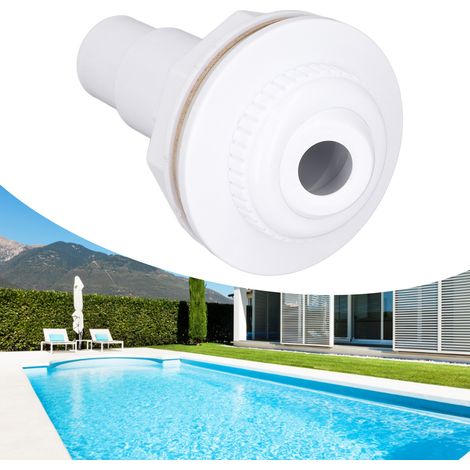 Boquilla de entrada completa para piscinas elevadas con adaptador de 1", carcasa de plástico resistente y rotación de 360° para un flujo de agua uniforme. (1/5)