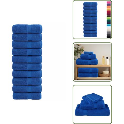 The Living Store Premium Gästetücher SOLUND 10 Stk. Blau 30x50 cm 600 g/m² - Badetuch (1/5)