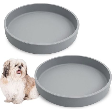 Juego de 2 cuencos planos de silicona para perros, con diseño antifatiga (18 cm). (1/5)