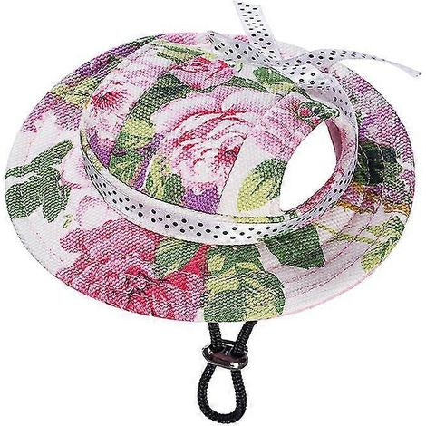 Gorra de ala redonda para mascotas, visera, sombrero para perros, gorra de sol de malla porosa con orificio para las orejas (1/5)