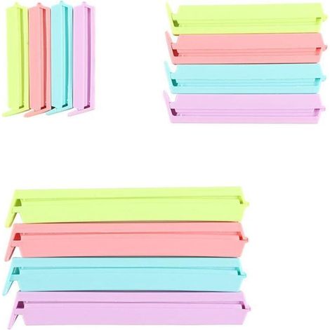 12 Stück Lebensmittelverschlussclips, Beutelverschlussclips, Küchenbeutelclips, zum Verpacken von Snackbeuteln, 4 Farben, 3 Größen (1/5)