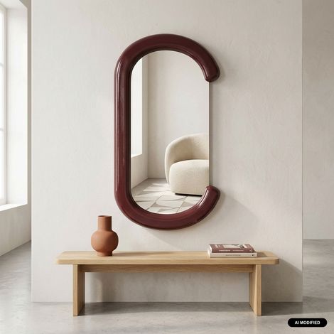 sweeek - Miroir ovale décor bois 91cm bordeaux - Link