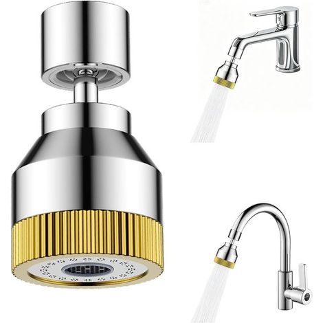 Aeratore per rubinetto, prolunga con ugello a spruzzo, accessorio per rubinetto con braccio girevole antiscivolo, adattatore a vite standard da 55/64", colore argento, per bagno e cucina. (1/5)