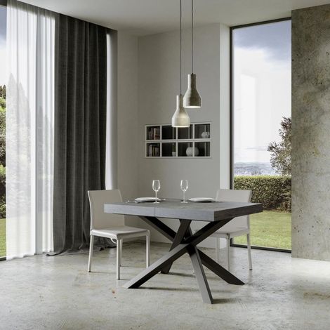 Tavolo allungabile 90x130/390 cm Volantis Cemento telaio Antracite