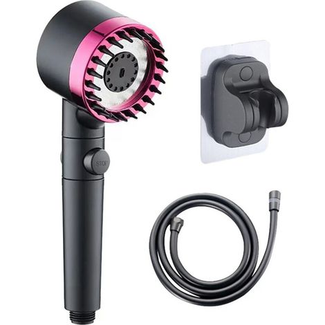 Nouveau pommeau douche filtrant 2023, 3 modes réglables anti-obstruction PP, flexible inclus, pour famille, animaux, salle sport (1/5)