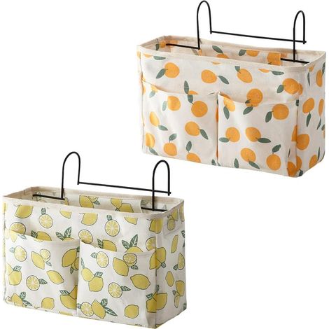 2 Pièces Organisateur de Chevet et Sac de Rangement Lit, Pratique Organisateur de Chevet pour Livres, Téléphones Portables, Verres et Collations Près du Lit (1/5)