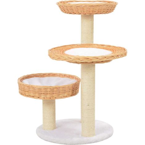 Maison Exclusive - Albero per Gatti con Tiragraffi in Legno di Salice Naturale (1/5)