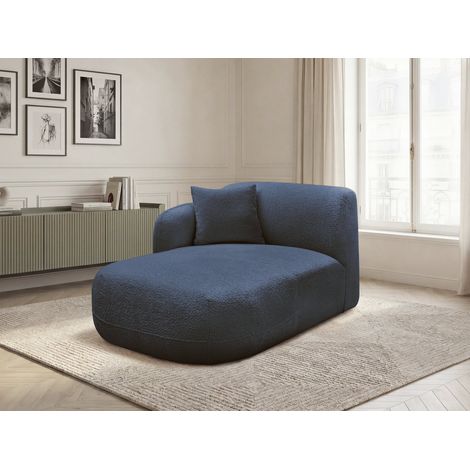 BOBOCHIC - Méridienne avec accoudoir pour canapé modulable ANDA tissu chenille Angle gauche  Bleu foncé