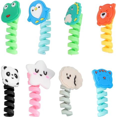 Protecteurs de Câbles en Silicone Anti-Abrasion pour Câble de Données, 8 Pièces, Organiseurs Flexibles Adaptés pour Téléphone, Protection Solide Les Cassures (1/5)