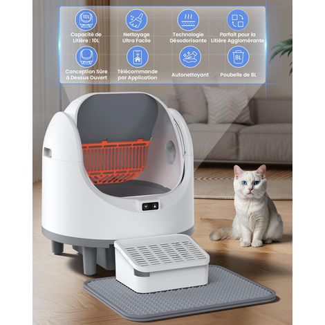 Bac à litière autonettoyant intelligent pour chat Maison de toilette automatique avec contrôle par application grand espace 10L et bac à litière 8L anti-odeurs (1/5)