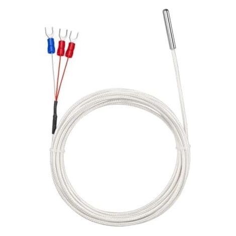 Pt100 Sonde de capteur de température 304 avec connexion à 3 conducteurs, plage de mesure de -50 °C à 450 °C, classe de précision A, étanche pour applications industrielles et de laboratoire (1 mètre) (1/5)