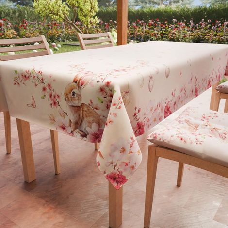 Nappe Anti-Taches Carrée (140 x 140 cm) Couvre-Table de Cuisine, Motif Cerisiers en Fleurs, X4 Places, 100% fabriquée en Italie (1/4)
