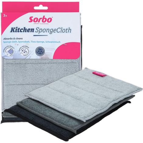 Kitchen Sponge Cloth 3 Pièces, Chiffons Éponge avec Microfibre, Très Absorbants, Pliables en Deux, Lavables à 40 C, pour Cuisine, Plan de Travail et Vaisselle (1/5)