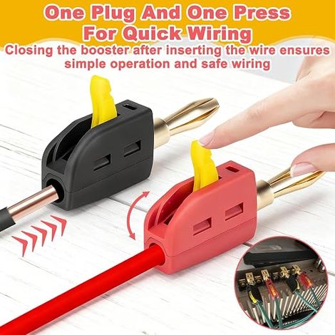 Fiche Banane, Fiches Bananes Enceinte 32A 4mm, Connecteur Oxydation Résistant pour Câbles, Boîtes, Amplificateurs, Récepteurs, Systèmes Stéréo, Connecteurs (Rouge (1/4)