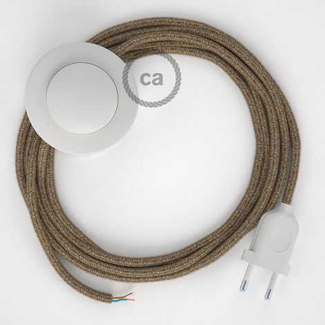 Cordon pour lampadaire, câble RS82 Coton et Lin Naturel Marron 3 m. Choisissez la couleur de la fiche et de l'interrupteur  Blanc (1/4)