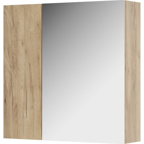Badspiegelschrank Leopold, Goldkraft Eiche, 60 x 59.2 cm Mit Regalböden und 1 Spiegeltür, Vicco