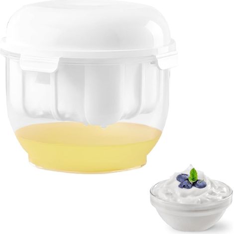 Passoire à yaourt grec, passoire à yaourt à mailles fines avec couvercle, yaourtière à fromage, passoire à yaourt réutilisable (ronde blanche) (1/5)