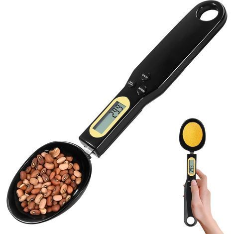 Balance de Cuillère Alimentaire 500g/0.1g, Cuillère de Balance de Cuisine Numérique, Cuillère Doseuse électronique Noire avec écran LCD Numérique, pour Peser Condiments, Grains de Café (1/5)
