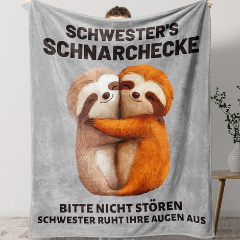 Kuscheldecke Geschenk Schwester Geburtstag 130x150cm Graue Schwester (1/5)