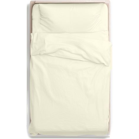 KLULK Parure Copripiumino Percalle Un Posto E Mezzo Panna, Sacco 205 X 205 + 80 Cm, 1 Federa 52 X 82 cm, Made In Italy (1/5)