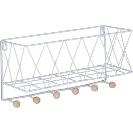 Mensola da parete con ganci appendiabiti design chic bagno 17 x 36 x 13 cm in metallo nero 130009905