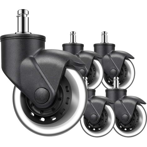 BARKBUSTERS Roulette Lot de 5 roulettes universelles pour chaise de bureau 11 mm roulettes pivotantes ultra silencieuses et résistantes aux rayures pour sols durs (11 x 22 mm) (1/5)