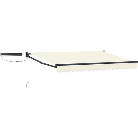 Store banne motorisé rétractable, crème et gris anthracite, 2,5 x 2 mètres. (1/5)