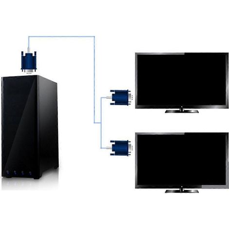 Câble répartiteur VGA portable en Y, 1 adaptateur mâle vers double femelle, 20 cm (1/4)