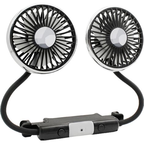 360° drehbarer Doppelkopf-Autolüfter mit LED-Beleuchtung für die Rücksitze, leiser Kupfermotor, einfache Installation