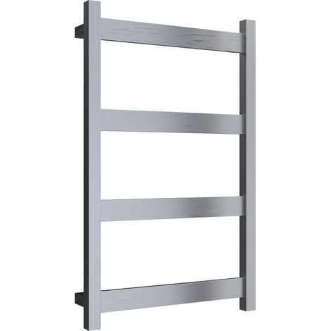 Reina Mina Square Tube Heated Towel Rail 750mm H x 470mm W Brushed Stainless Steel (1/4)